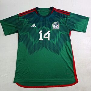 Mexico 2022 World Cup Football Soccer Home Adidas Green Jersey J. Rocha #14 Sz L